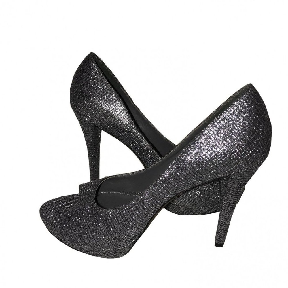 black glitter vera wang heels